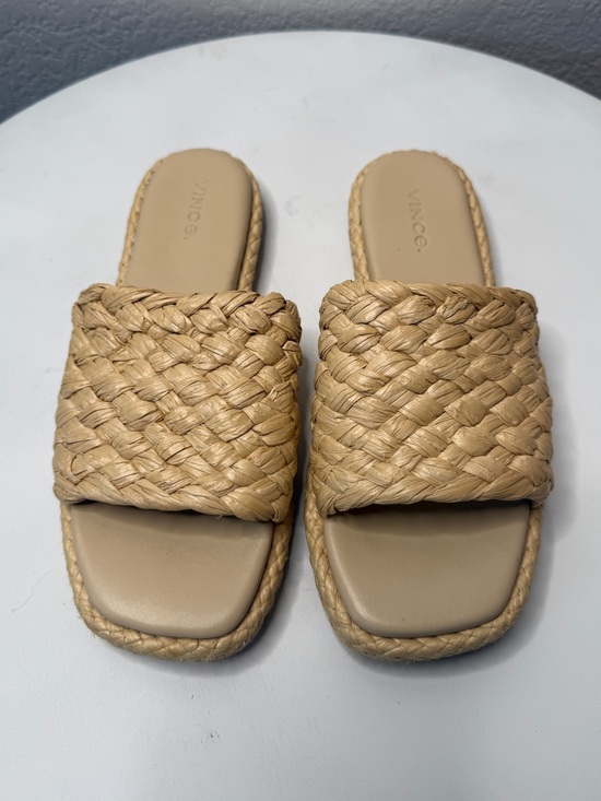 Vince Shoes - Vince Rumi Braided Slide Sandals Tan Woven Strap Size 7